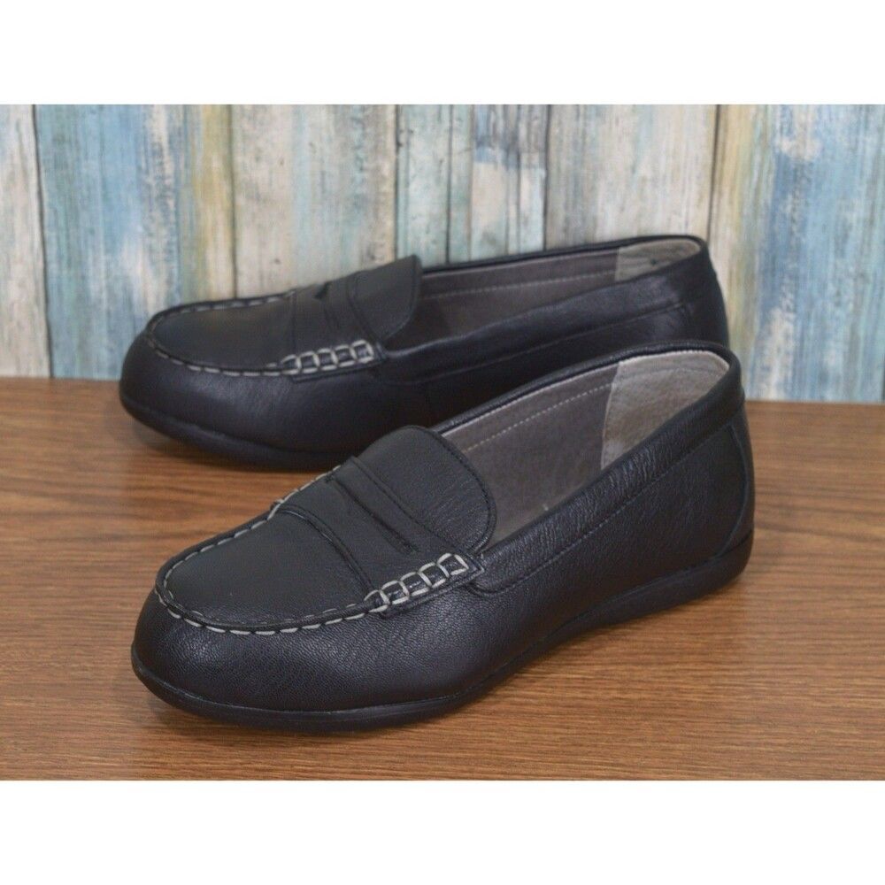 Rockport Works RK600 Women's 9 W Black Leather Safety Toe Loafers Slip Resistant